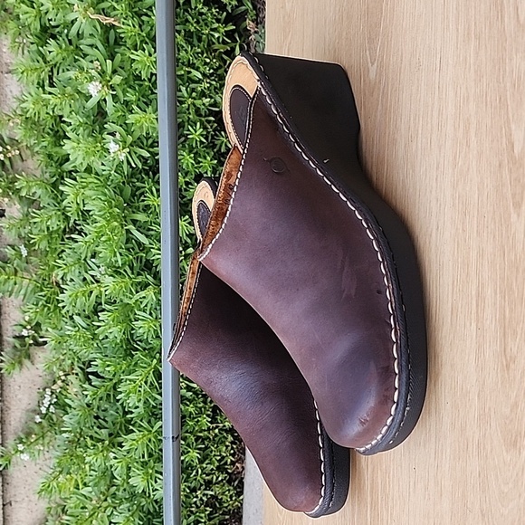 Born Shoes - Born Loggia Brown Leather Heeled Clog Size10